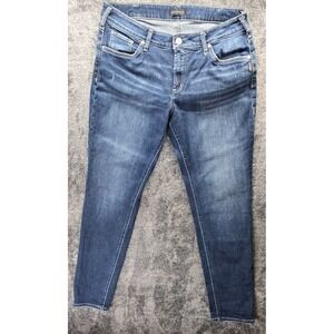 Silver Jeans Co Boyfriend Jeans Womens Size W34 Blue Mid Rise Slim Leg Dark Wash